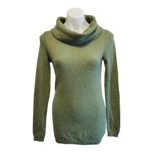 Just Cashmere By Forte Green Cozy 100% Cashmere Cowl Neck Sweater Size Small